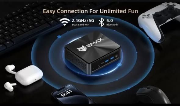 bmpg289's tweet photo. 🖥️ BMAX B5A Pro Mini PC

- AMD Ryzen 7 5825U or 5700U (8C/16T, up to 4.5 GHz)
- GPU: AMD Radeon RX Vega 8
- RAM: 16 GB DDR4 dual-channel (up to 64 GB)
- 512 GB NVMe M.2 SSD &amp; SATA slot for SSD/HDD
- Triple screen 4K/60Hz, HDR

Full Review: https://t.co/hULD0iYghb https://t.co/GDxEnYIqFz