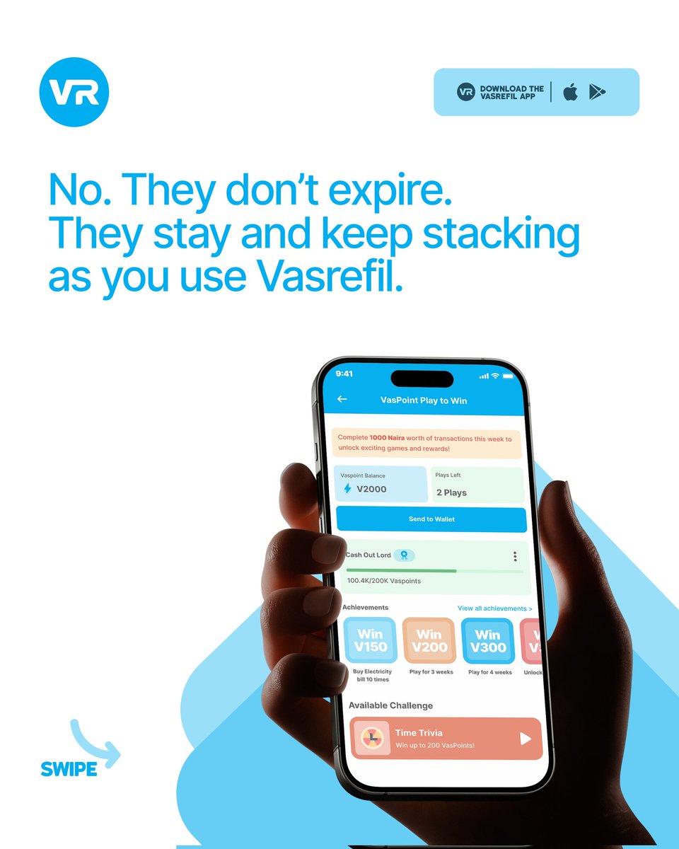 vasrefil's tweet photo. Vaspoints this vaspoints that, Don't they expire?”

They don't,  vaspoints are designed to just keep stacking up, so whether you're ready to use them immediately or not they still belong to you. 

No expiration date, endless rewards. Download the VASREFIL app now to get started https://t.co/ELgyKcGJ6D
