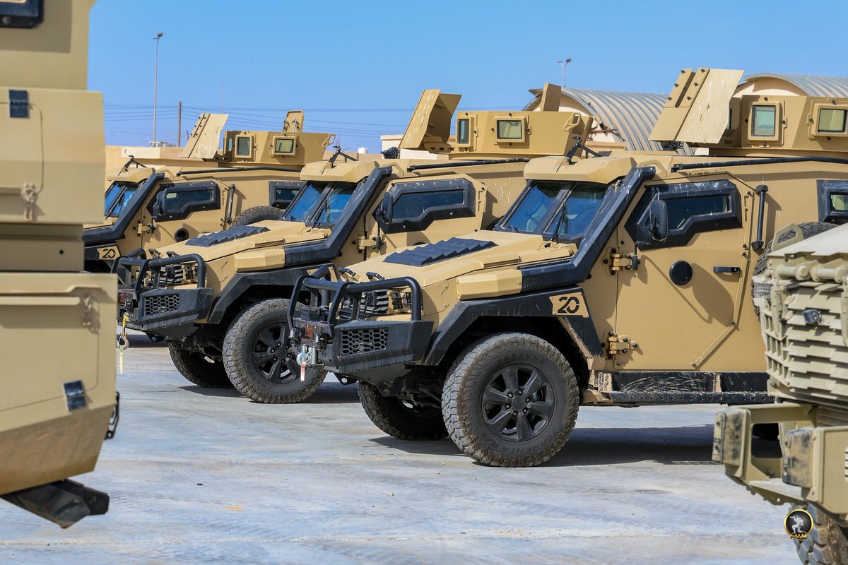 BashaReport's tweet photo. Libyan National Army #LNA #Libya
Unknown #IMC vehicle manufactured by an unidentified company and displaying the Twenty (20) logo. The vehicle features a two-door single-cab configuration with a separate rear troop compartment.
