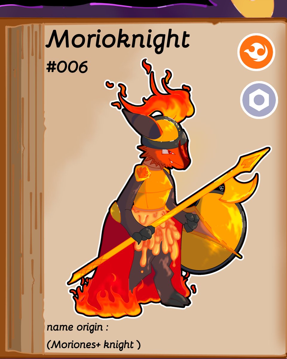 ROLLYLUNAR's tweet photo. Hello 👋 😈 I'm back!! Here's the final Evo fire starter,meet ..

💥 Morioknight 💥

Hope you like it 🩷 ✨ ✨ ✨ 

#fakemonfanart #pokemonart #pokemonfanart #pokemoncommunity   #fakemondesign #pokemondesign   #Pokemon #fakemon #Perlaia_region https://t.co/y1oqLEx7oe