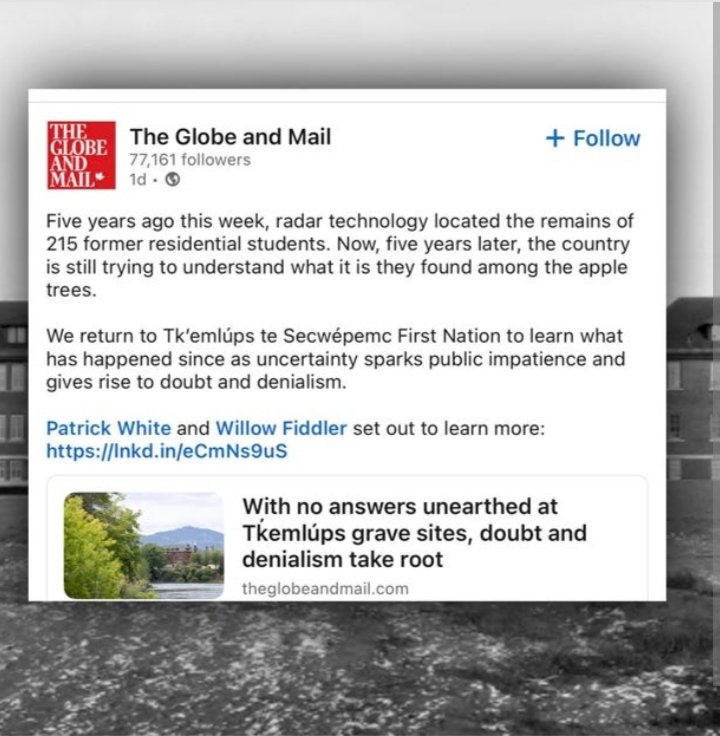 robertbeaudoin2's tweet photo. Five years too late, @GlobeAndMail.

Your reckless coverage of the Kamloops story fueled a massive hoax.

Admitting it now doesn't erase the damage.

What you call journalism, the rest of us call activism.

The Globe and Mail is still just a mouthpiece for the Liberal government. https://t.co/SrgTlvB17Y