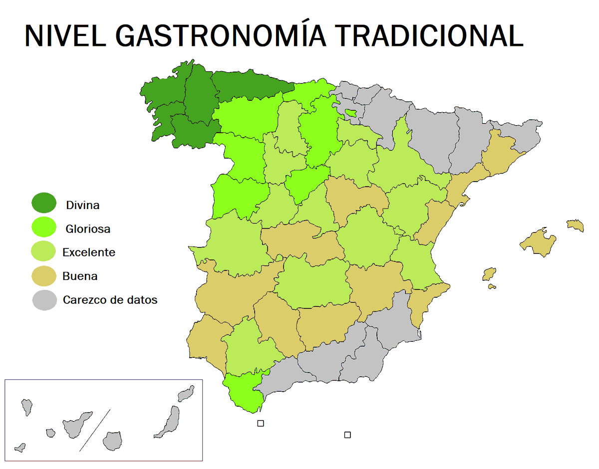 Elrealistapolt1's tweet photo. Continuamos con análisis territorial sobre cualidades de las provincias españolas.
Ahora, la gastronomía.
(Recuerdo que es un análisis científico, no basado en gustos/disgustos) https://t.co/ZnoW4CXLR0