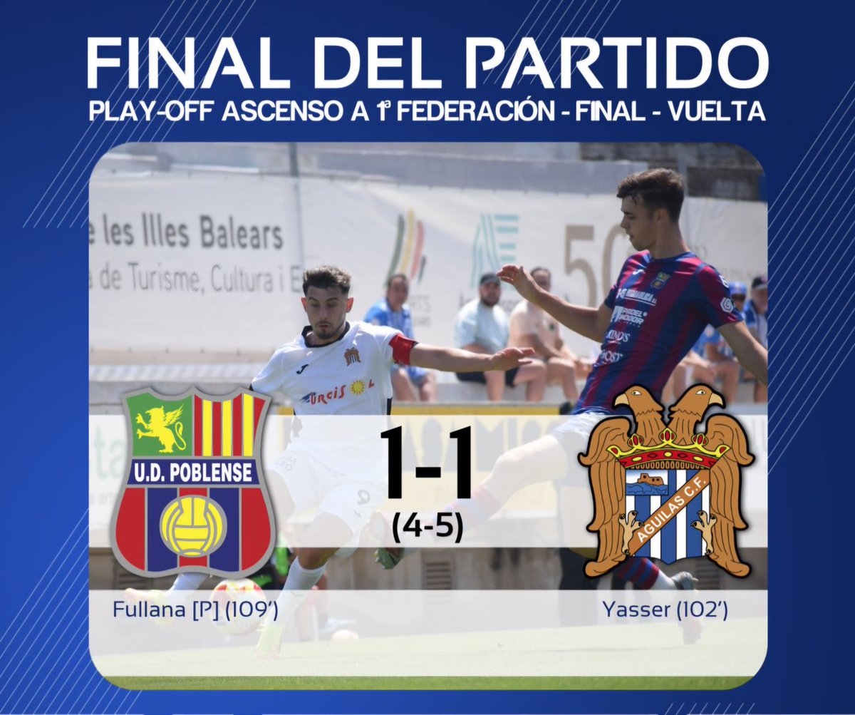 area_lorca's tweet photo. El @aguilas_fc consigue el ascenso a @Primera_RFEF tras ganar al @udpoblense en la tanda de penaltis. Los aguileños aguantan con un jugador menos desde el minuto 20 de juego. Enhorabuena Águilas. https://t.co/CUP8WYP0ZM