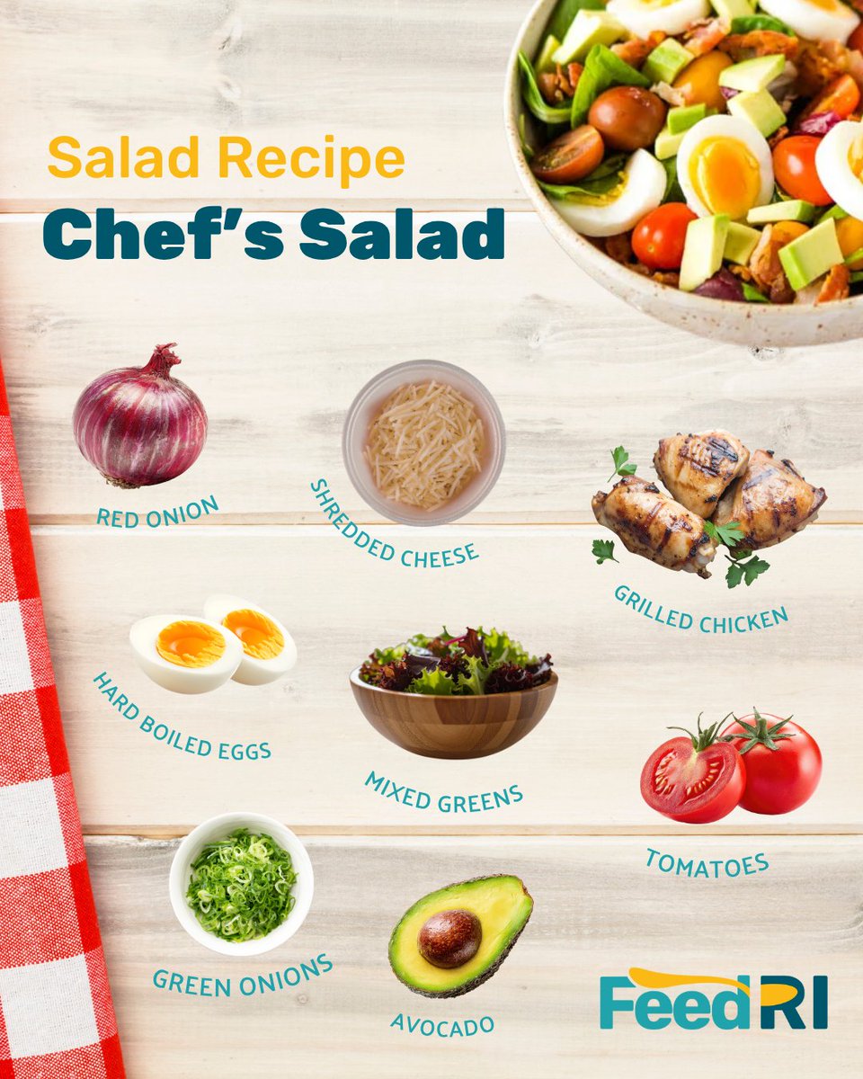 FeedRI401's tweet photo. This chef’s salad with egg is a fresh, protein-packed mix all brought together with your favorite dressing for a simple but satisfying meal. Whether you’re looking for an easy lunch, dinner, or a go-to meal prep, this one checks all the boxes. https://t.co/f4ZOTBQcM5. #FeedRI https://t.co/DXBBytySV2