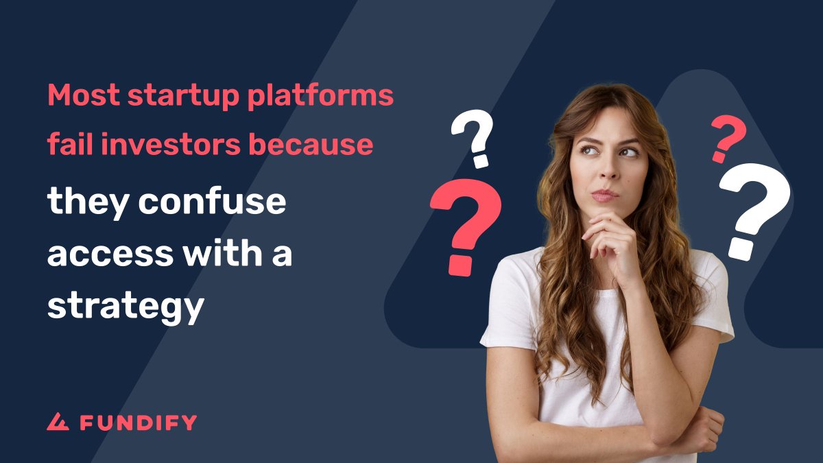 Fundify's tweet photo. Most startup investing platforms fail investors because they confuse access with a strategy. Access creates choices. Without strategy, choices create mistakes.

All investing involves risk. See full disclosures in the link in our bio. 

#InvestmentStrategy #StartupInvesting https://t.co/iaGNoZyS1B