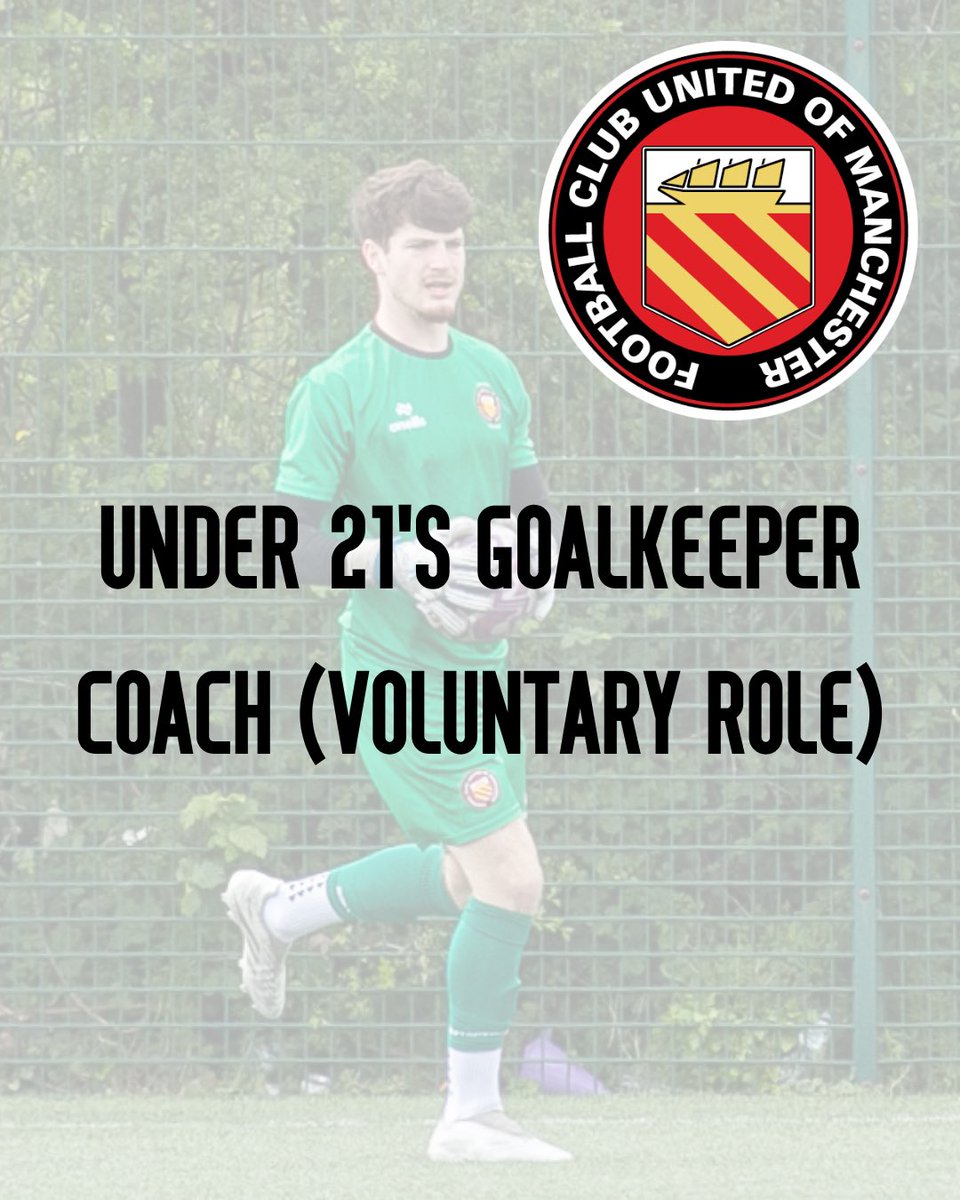 FCUnitedMcrU21's tweet photo. How to apply?

Email callum.greenwood@fc-utd.uk with a short cover letter outlining their football experience, and CV, with the subject as “Under 21s Goalkeeper Coach”.

The deadline for applications is 5pm on Sunday 7th June 2026. https://t.co/kzRSDgpTgZ