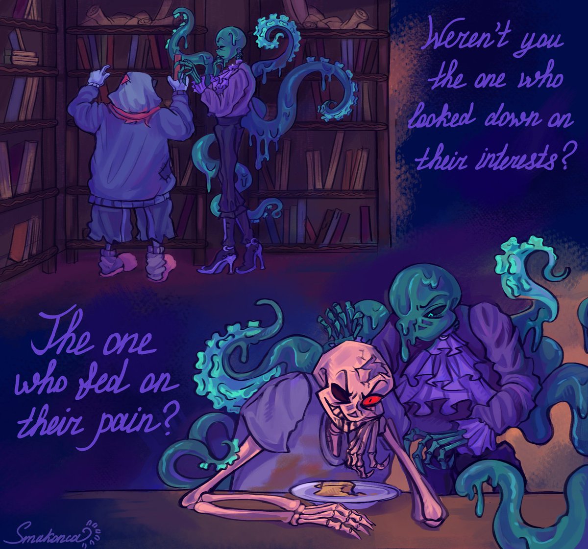 Justdoyourbest3's tweet photo. Watch yourself fall, mighty king. Watch your throne crumble and crown shatter (Part 8)
#utmv #undertaleAU #nightmaresans #killersans #horrorssans #dustsans #crosssans #reapersans https://t.co/IyuHHUOUUb
