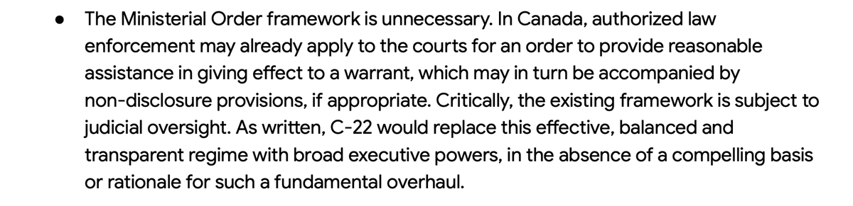 robertdiab's tweet photo. Google also thinks the whole idea of Ministerial Orders in the Bill are unnecessary — if police need more help gaining access to private data, we have tools for that in the Criminal Code. https://t.co/f4wjjqoneg