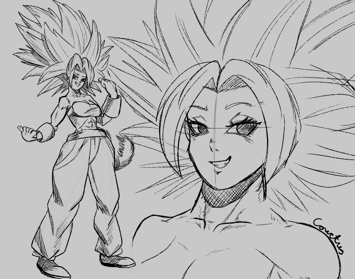 Cowctus's tweet photo. Some Caulifla sketches inspired by Marc Brunet's Gachiakuta video, using his brush.
I got a lot to learn before I can dream of matching that artstyle, but I think I made something cool regardless. Thanks Marc! #DragonBallSuper https://t.co/bsl24jYhzF