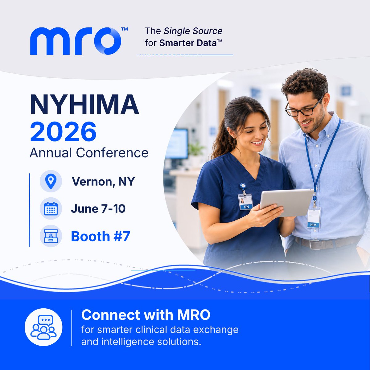 ADRose1014's tweet photo. Heading to #NYHIMA2026? Stop by Booth 7 to connect with the @MROCorp team around Best in KLAS ROI solutions, interoperability, and smarter clinical data workflows for healthcare organizations. Looking forward to seeing everyone at the conference.

https://t.co/37LG8opjNr https://t.co/nkB8ZcwNQv