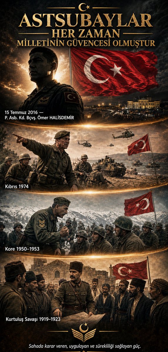 goldensun_111's tweet photo. Astsubaylar 15 Temmuzda Ülkenin Kaderini değiştirmiş,Kıbrıs Barış Harekâtında sahada icracı,Kore Savaşında operasyonlarda Birlik içinde lider, Kurtuluş Savaşında yerel savunma yapılarını oluşturan Sağlayan Kahramanlardır.Saygı, minnet ve hak ettiği itibar her astsubayın hakkıdır. https://t.co/IEObVjpORA