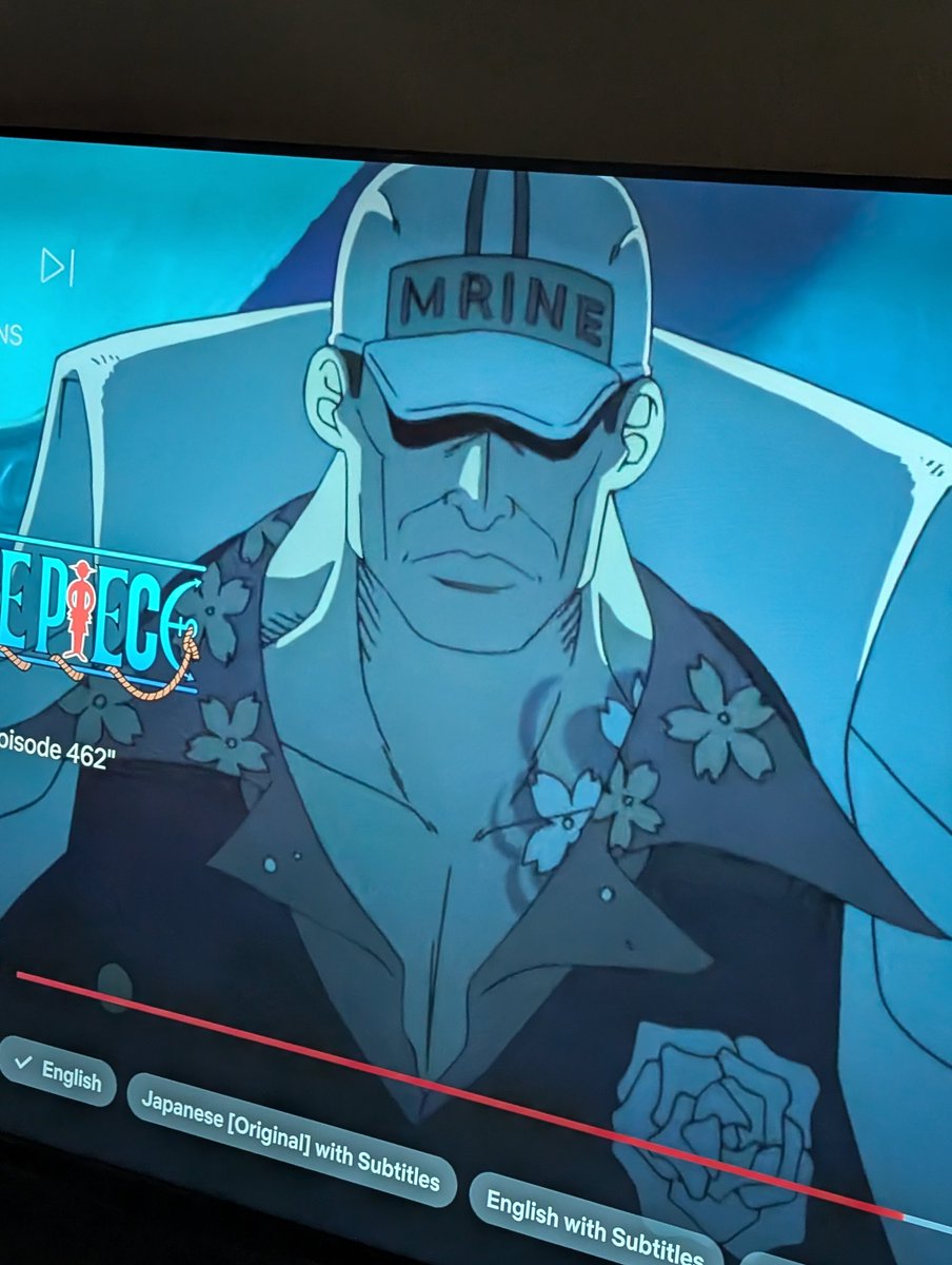 ILove_Grell's tweet photo. My mom and I were watching One Piece and she suddenly got mad, paused and said "Why do NONE of those hats say Marine????" And I tried to argue with her but then she went back and paused here....  She said it was pissing her off the whole episode lmao😭😭😭 https://t.co/j2BFXAo617