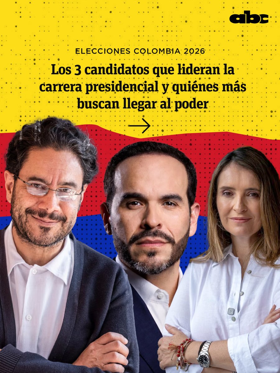 ABCDigital's tweet photo. #ABCMundo | Iván Cepeda, Abelardo de la Espriella y Paloma Valencia son los favoritos en las elecciones presidenciales de Colombia. 🇨🇴
https://t.co/MpTfgQ12Im https://t.co/CziOoZNZew