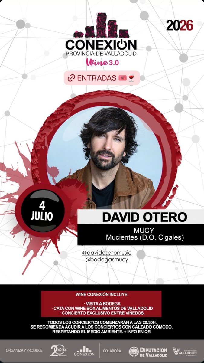 bodegaaulamuz's tweet photo. Wine Conexión llega a Mucientes con el concierto de David Otero el 4 de julio en @VinosMucy . Una experiencia impulsada por la @Dip_Va que auna la cultura del vino, la gastronomía y la música.
Puedes comprar tu entrada en https://t.co/u5l0JCznXF

#MucientesEsNombreDeVinoYMás https://t.co/VxTloLQga9