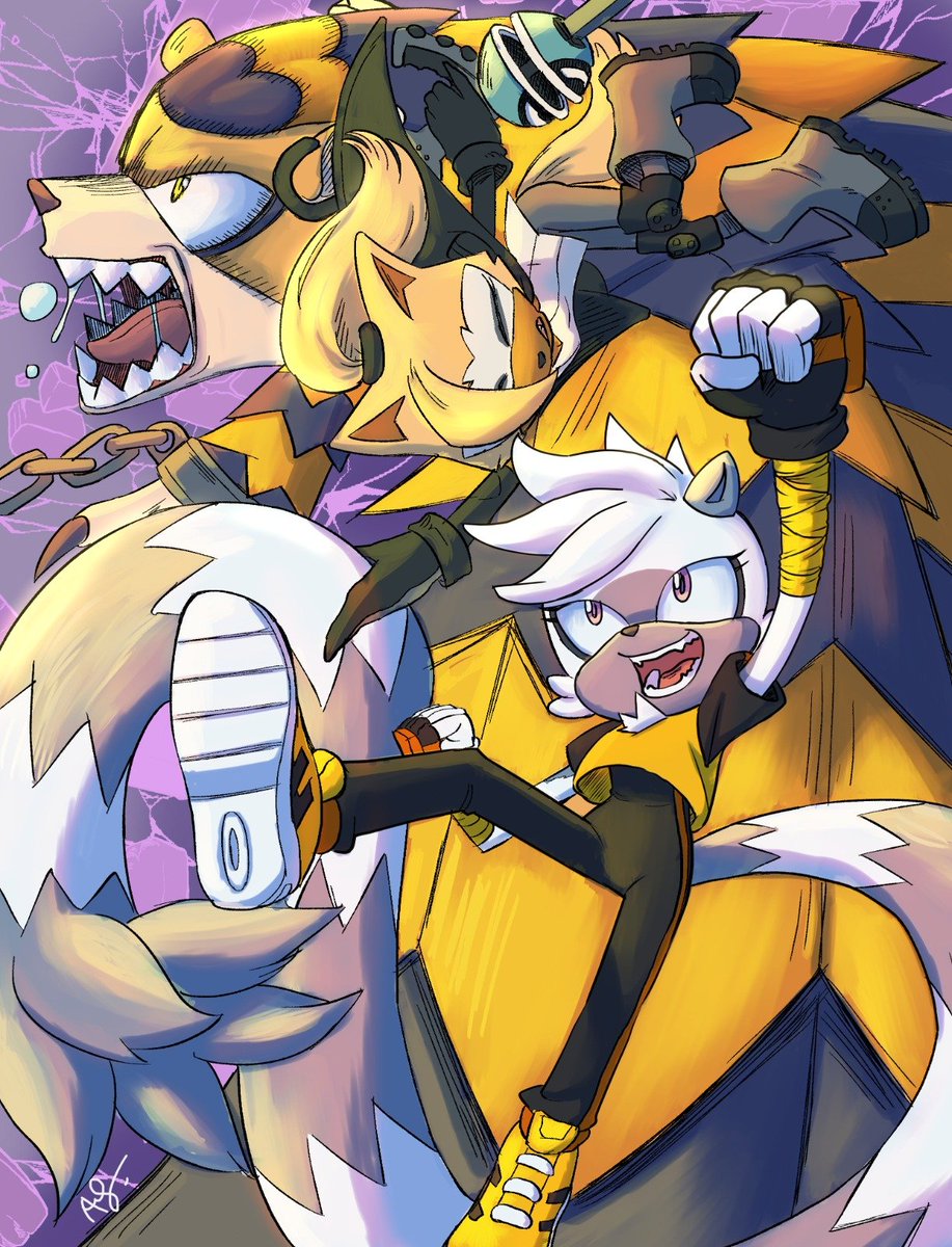 Fredimate's tweet photo. One of my favorite artworks featuring Tangle, Whisper, and Rock the Pangolin.

Still pretty happy with how this one turned out!

#SonicIDW #SonicFanart #TangleTheLemur #WhisperTheWolf #OCArt https://t.co/gwC0NjvORY
