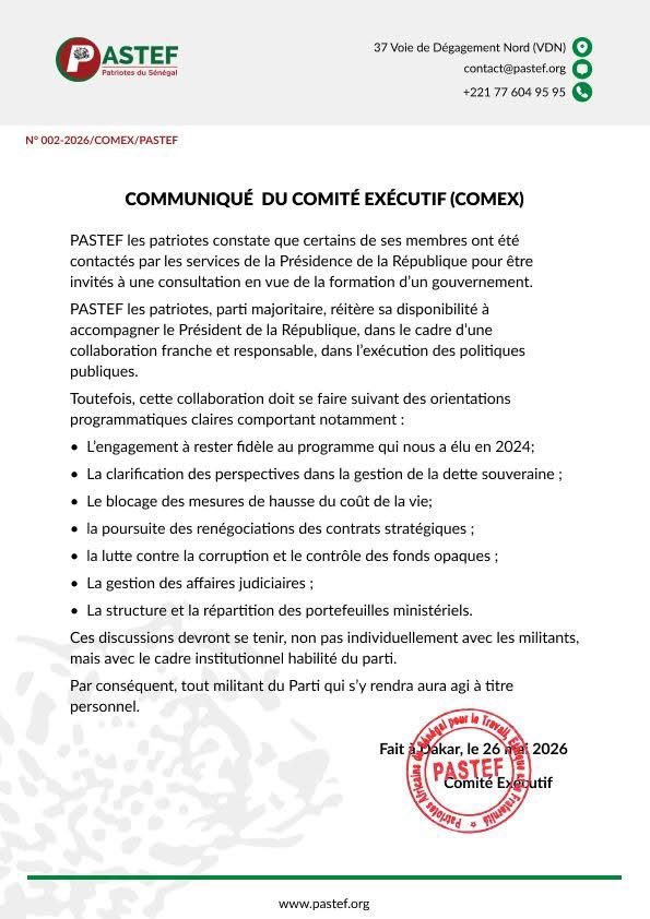 AfrikMove's tweet photo. Communiqué du Pastef ! https://t.co/yYb9JHAS3h