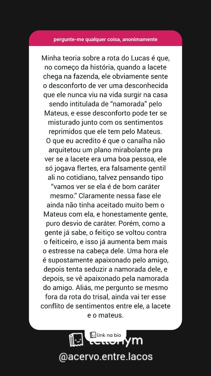 acervoentrelaco's tweet photo. teoria lucas 
#entrelaçoseamassos https://t.co/Itq2zbvosV