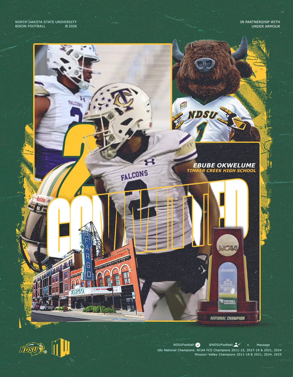 EbubeOKW's tweet photo. Bison Nation!!!! Let’s work💚💛
@CoachTimNDSU @CoachCrutchley @NDSUfootball @coachkaehn @CoachKWhite https://t.co/dratwR5tGJ