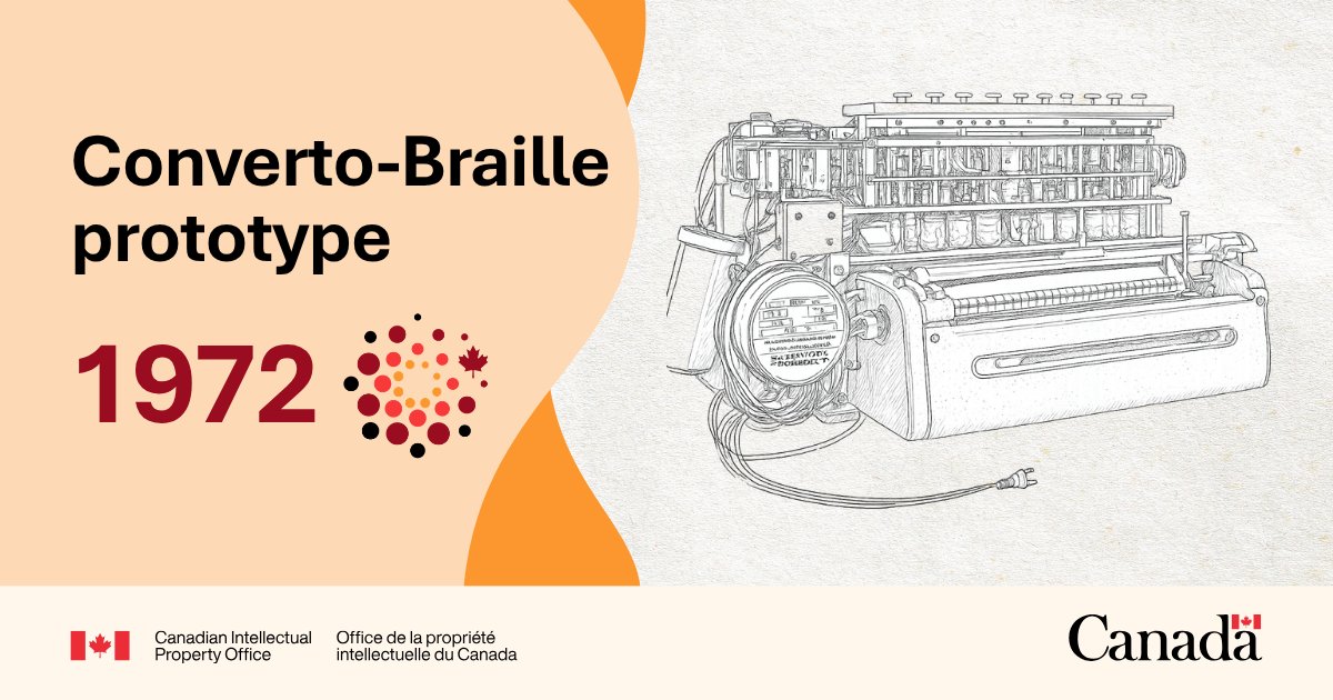 CIPO_Canada's tweet photo. It's National AccessAbility Week! 

Let’s recognize #innovators like Roland Galarneau who developed a patented system to translate text into braille, revolutionizing access for the visually impaired: https://t.co/ipe52y6Pq9 @HistoricaCanada @AccessibleGC https://t.co/Xe6FiOXfSt