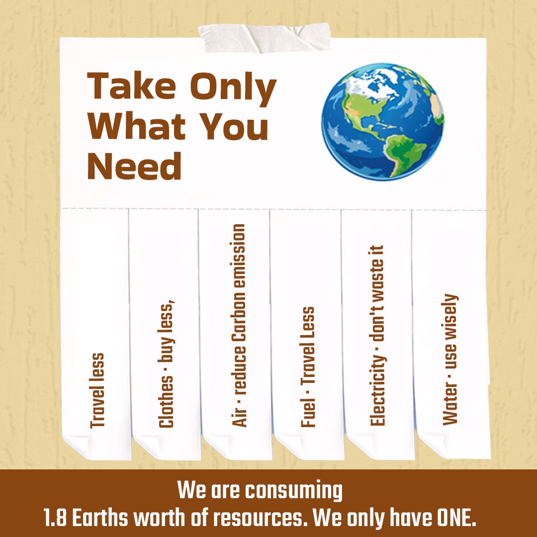 ramtiwari's tweet photo. We are consuming resources as if we have 1.8 Earths, but we only have one.

Take only what you need. Reduce waste. Protect our planet for future generations. 

#FiniteEarth #FiniteLiving #ClimateAction
@DrChetanSolanki  @Energy_Swaraj https://t.co/EMRZtRDVg4