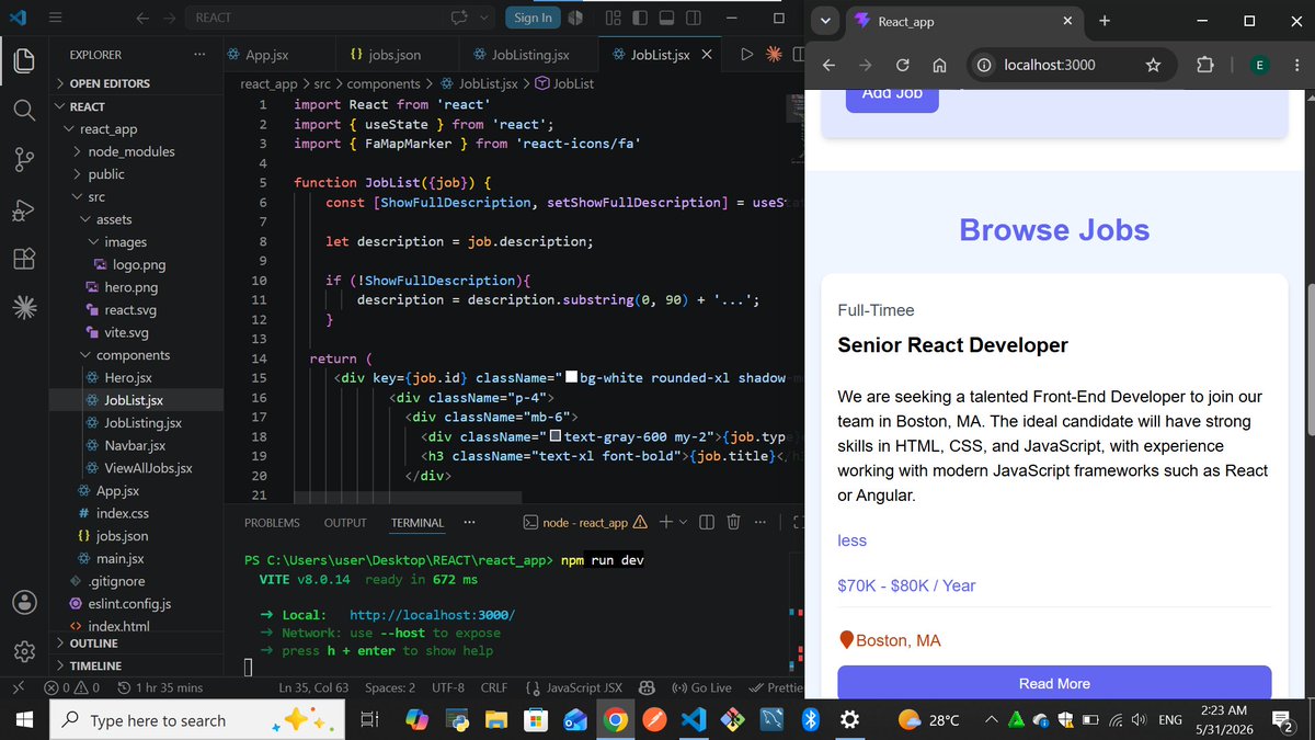 Dev_emmy11's tweet photo. Today I worked through useState and React Router. It wasnโt smooth at first..had to debug and rethink a lot of things.
But after a while, it started to make sense. I now understand how state drives UI changes and how routing controls page flow in Reactโ
#learningReact https://t.co/0UjwRA5v0P