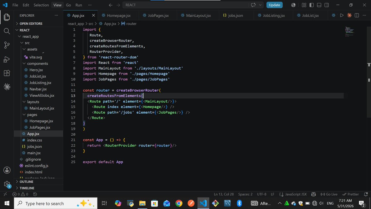 Dev_emmy11's tweet photo. Today I worked through useState and React Router. It wasnโt smooth at first..had to debug and rethink a lot of things.
But after a while, it started to make sense. I now understand how state drives UI changes and how routing controls page flow in Reactโ
#learningReact https://t.co/0UjwRA5v0P