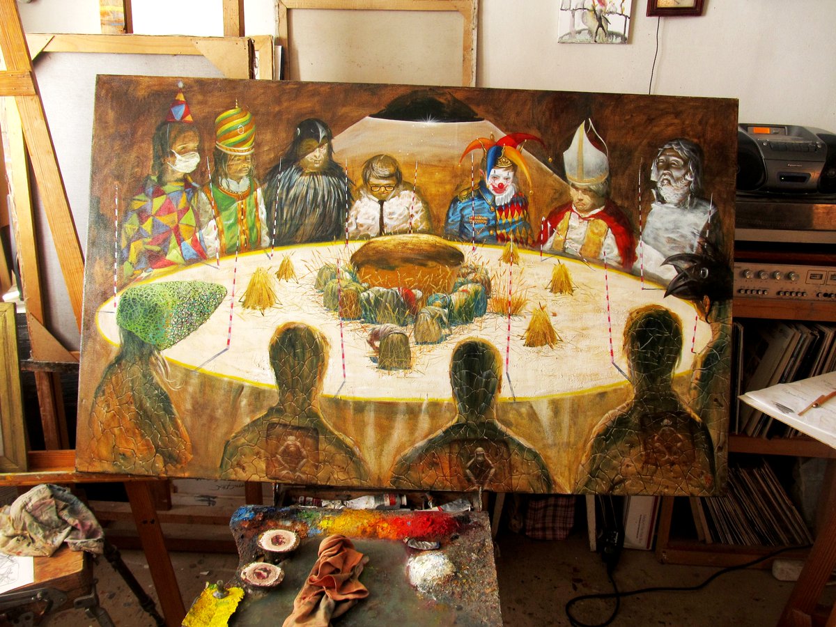 RoySergey's tweet photo. THE BREAD
Serhiy Roy•Ukraine
 130×80 cm, 2021
https://t.co/kmm6myIs79
With the help of brushstrokes and impressive images, this painting conveys the philosophical importance of bread in our lives. Surrealist elements and conceptual solutions add depth to the work. https://t.co/Ljh2Q5kGRZ