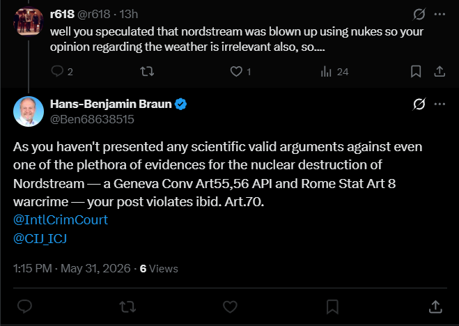 r618's tweet photo. a crank keeps cranking and after threatening w/ int. crime court proceeds to blocking, naturally😆 https://t.co/R8cCW3USeZ
