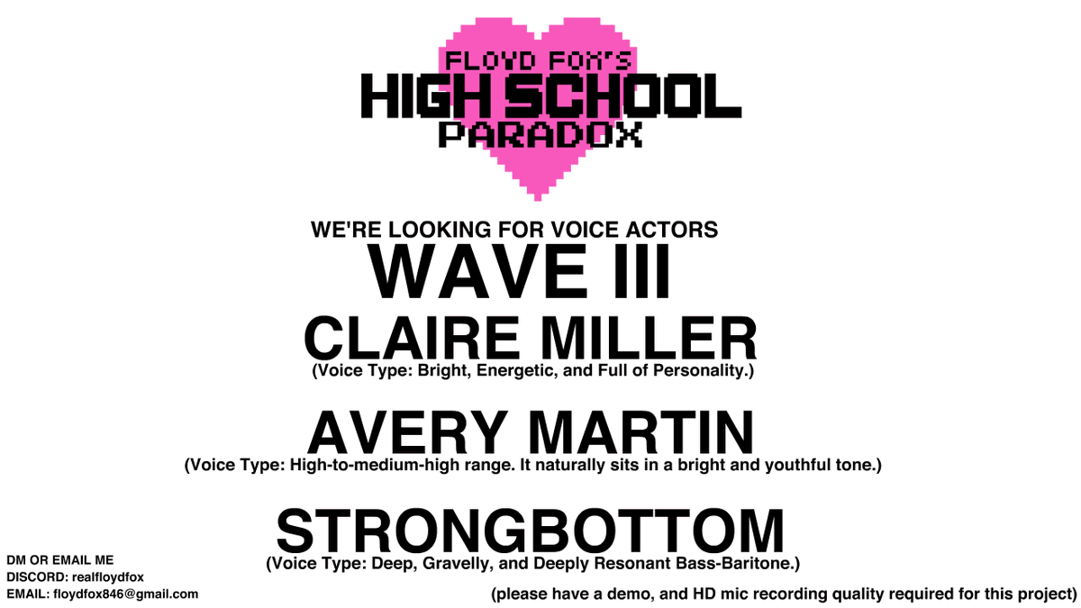 ItsRealFloyd's tweet photo. ✨ We’re looking for talented voice actors! 🎙️
If you’re interested, feel free to reply, DM us, or email your portfolio. 
This is an unpaid indie project made with passion and heart! 💖 
Details here: https://t.co/U6nVi15pcI
#CastingCall #VoiceActing #VoiceActors https://t.co/KWh1DN9C7k