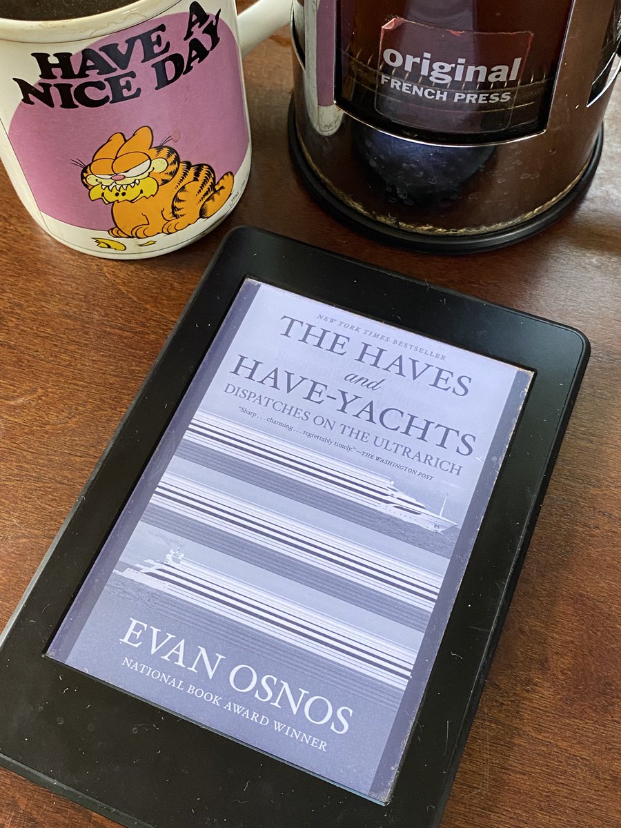 books4maphead's tweet photo. This morning with coffee it’s Evan Osnos’s 2026 The Haves and Have-Yachts: Dispatches on the Ultrarich. #20bos26 https://t.co/s7urXYobm0
