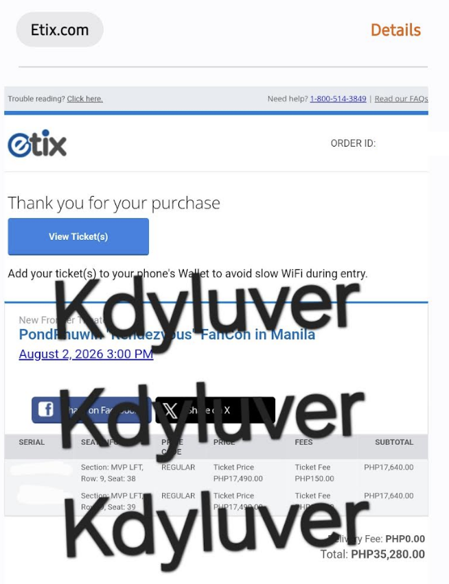 ppwphfc's tweet photo. SELLING 2 MVP LEFT🎟️🚂

🔴 1 LFT - Row 9 Seat 38
🔴 1 LFT - Row 9 Seat 39
💵 ₱17,640 
👉installment or payment upon meetup

✉️ dm @kdyluver 

#PondPhuwinRendezvousInPH
#PPWRendezvousInPHTix https://t.co/Ii15rVvnWf