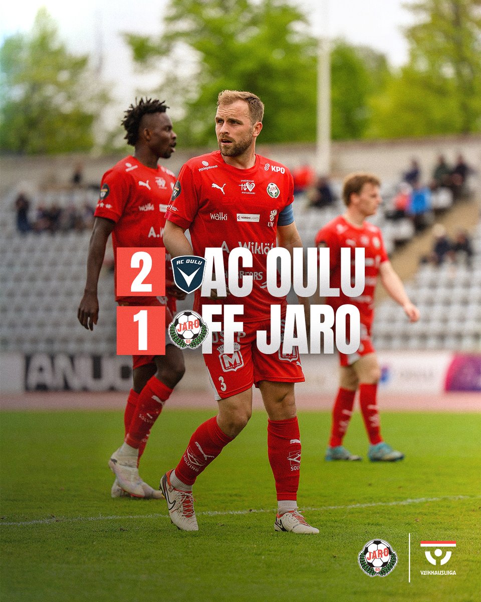 FFJaro's tweet photo. Idag hamnar vi på fel sida marginalerna och AC Oulu kniper poängen.
Tänään marginaalit eivät ole puolellamme, ja AC Oulu vie pisteet.

----
Slutresultat/Lopputulos: AC Oulu - FF Jaro 2-1 https://t.co/uonGvJP4IM