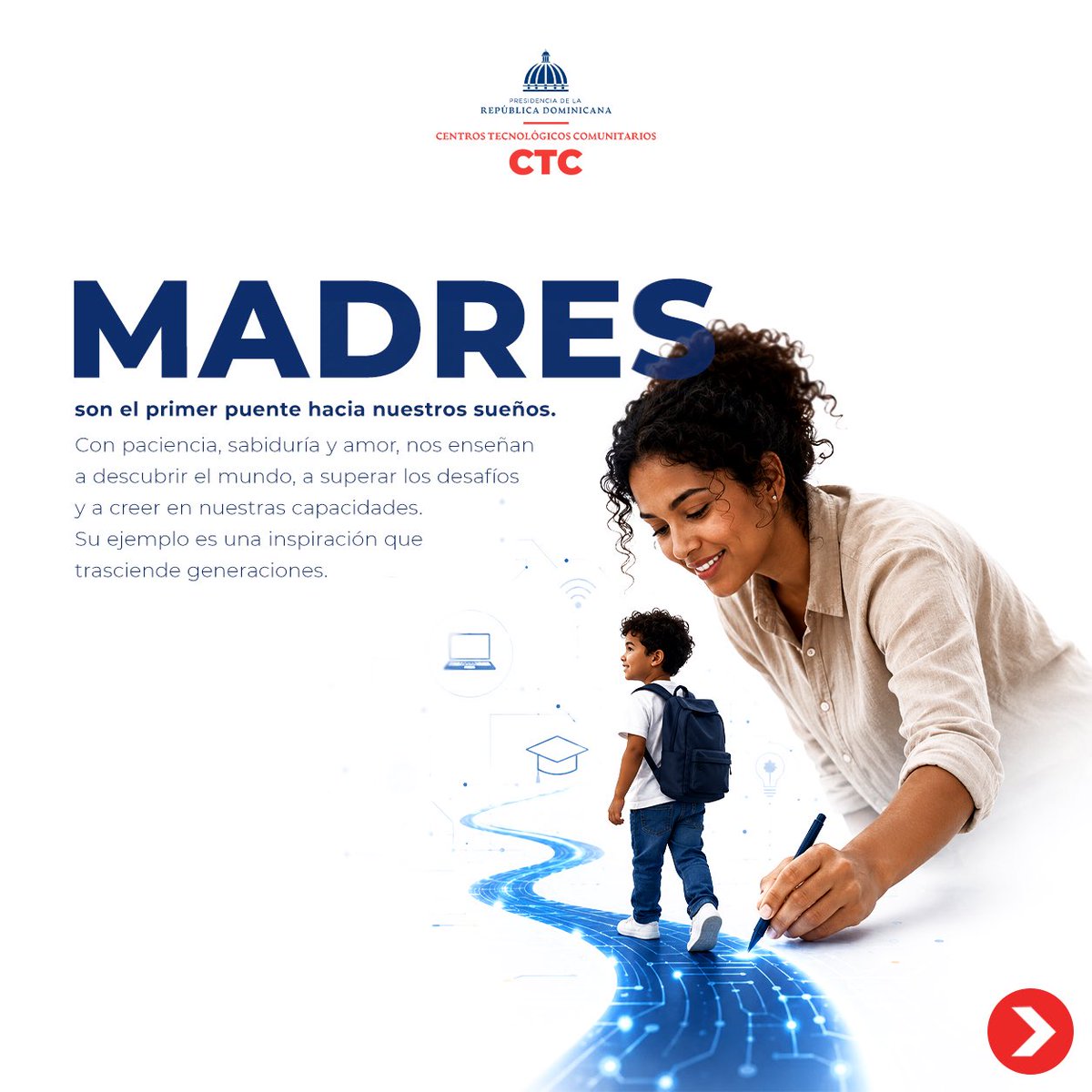 CTCRDO's tweet photo. Hoy celebramos a quienes inspiran, enseñan y acompañan cada paso del camino. 

En los Centros Tecnológicos Comunitarios reconocemos a las madres como el puente que conecta generaciones, valores y oportunidades para construir un mejor futuro.

¡Feliz Día de las Madres! https://t.co/TT5n6C4u6S