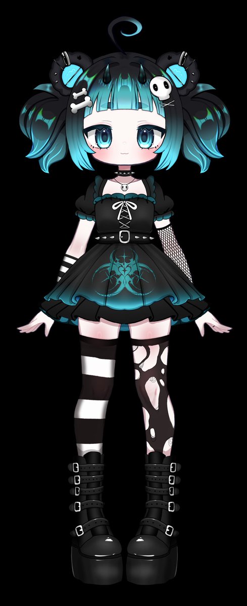 ToxiKuma's tweet photo. I FINISHED !! 🩵🖤
Now I have to find someone to rig it :3
 it’s really simple :> https://t.co/aP05MgwVak