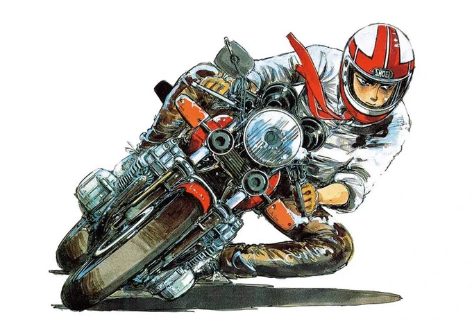 >RT 楠先生としげの先生が描くバイクは躍動感がすばらしくて、バイクを描き始めるきっかけだったし今でもお手本のような存在なのです。