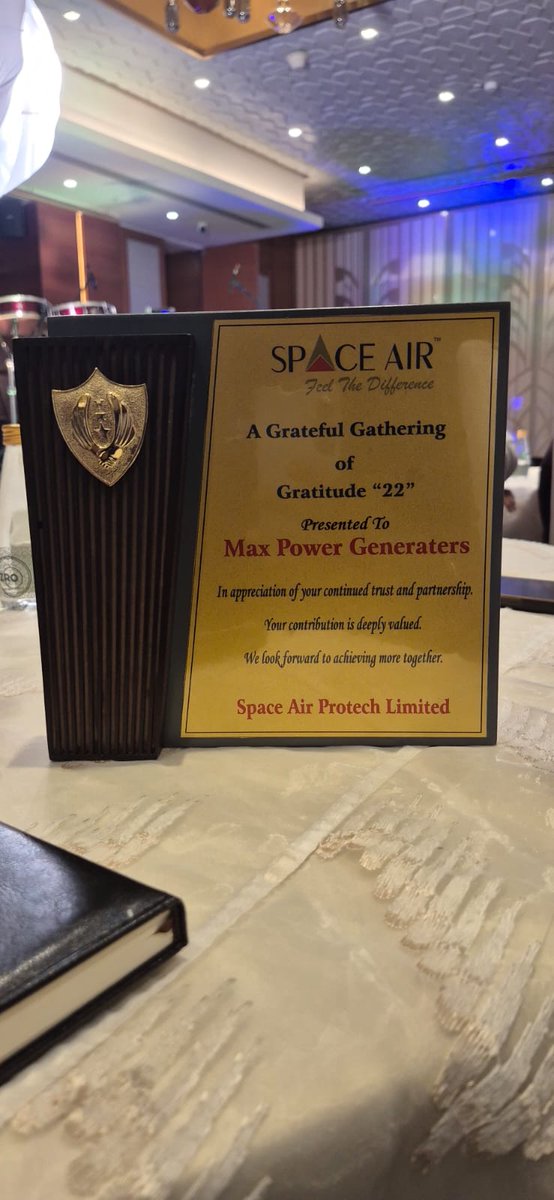 maxpowerservice's tweet photo. Proud &amp; Honoured! 🏆

We are delighted to receive this appreciation award from Space Air Protech Limited at “A Grateful Gathering of Gratitude ’22”.

We remain committed to delivering reliable power solutions and building stronger relationships together.

#AwardRecognition https://t.co/8HkJgnInff