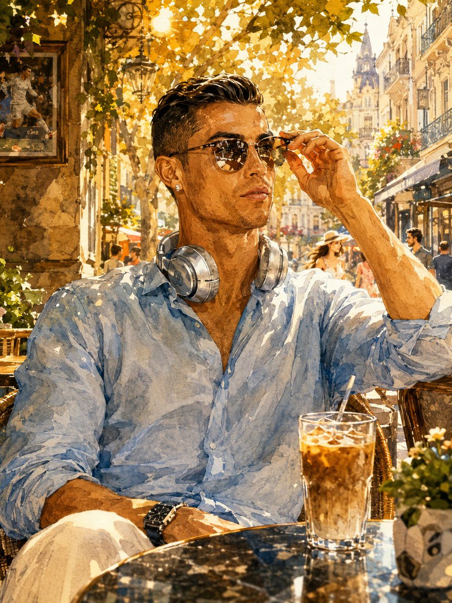 Cristiano Ronaldo Watercolor Portrait
