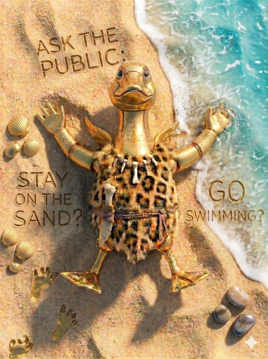 CoinCoinShop's tweet photo. ❓ "I've been thinking since the Stone Age and I still don't know..."

🏖️ Stay on the sand?

🌊 Go for a swim?

Help Coin Coin before the tide decides for him! 😂

#CoinCoin #Sarlat #Prehistory #AICreation #Summer #Holidays #Beach #Sun #TeamBeach #TeamSwimming https://t.co/rP0O89H5aN