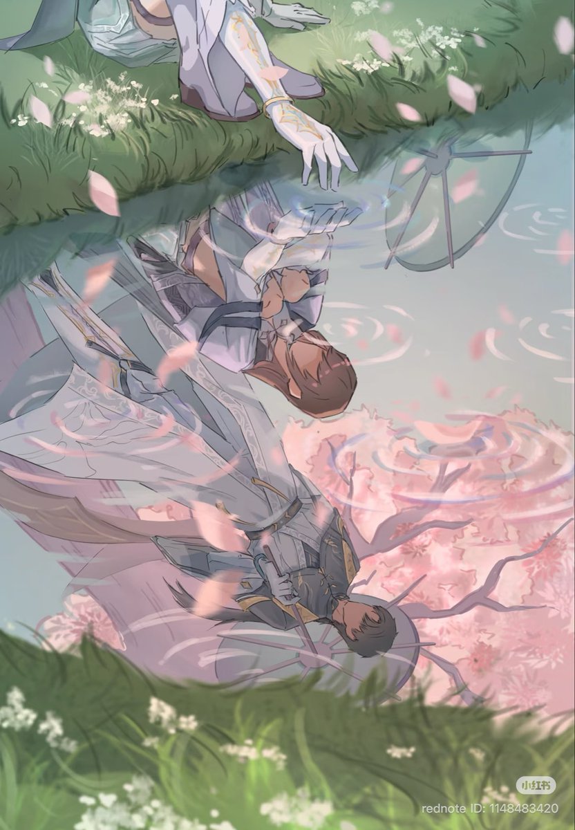 rosyxli's tweet photo. “Falling flowers represent goodbyes. The person I'm looking for might no longer be here.” (part 1/3) 

cr: 557 on xhs [repost with permission] #zaynefanart https://t.co/YVGMYs7F1q