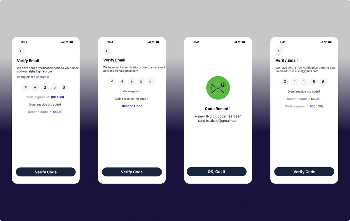 BeyondInterfac's tweet photo. “Consistency isn’t always perfect but showing up again matters”
Day 3/90🥱🎉
I designed a Complete Sign Up User Flow in Figma.
From registration to email verification to account setup.
Clean and intentional user experience.
What would you improve?👀
#UIDesign #beyondinterfac https://t.co/2cqLiImcBk