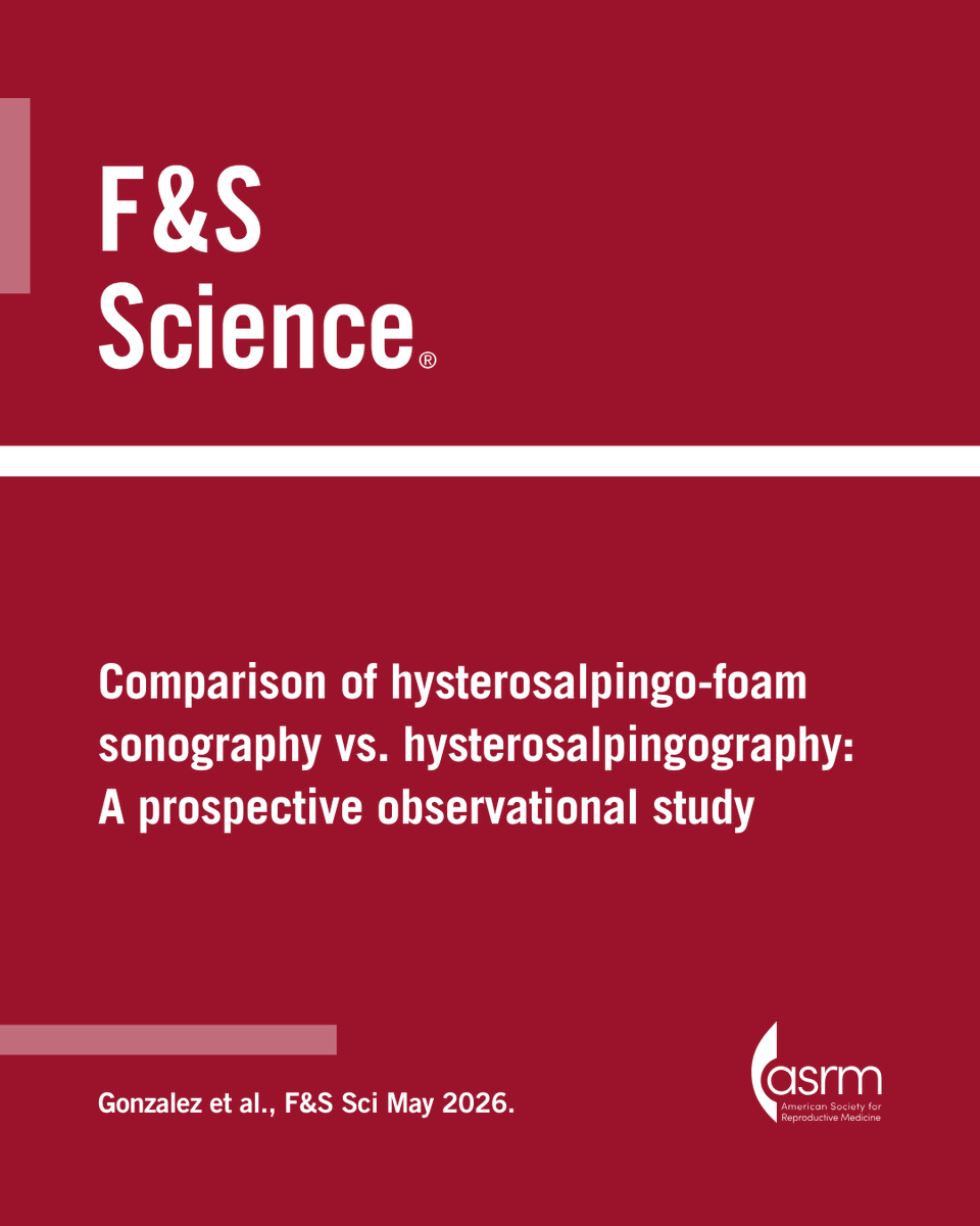 FertStert's tweet photo. 🔴 In F&amp;S Science:

Comparison of hysterosalpingo-foam sonography vs. hysterosalpingography: A prospective observational study

Full text 👇
https://t.co/HQhZF1TLQB https://t.co/qyJrLb3KnU