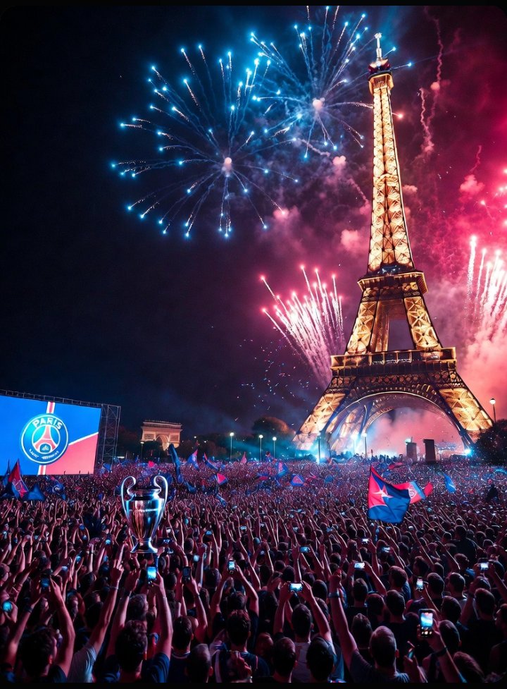 sa10465's tweet photo. PSG just won back-to-back Champions League titles, beating Arsenal on penalties last night — but Paris celebrations turned chaotic with fires, riots, and over 200 arrests. Football passion at its wildest! What a night for PSG fans. #PSG #ChampionsLeague https://t.co/DoOnh6BhFk