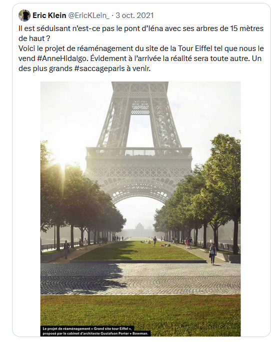 JCQDSE's tweet photo. Pont d'Iéna :

A - La promesse d'Hidalgo et Grégoire.
B - Le réel, ce matin. https://t.co/nQKKx7Pssa