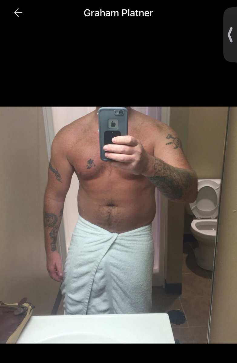 EsotericCD's tweet photo. It's the least of his problems right now, but notice that even as Graham Platner was juggling six women and posing nude with a towel on an app used primarily by teenaged girls, he was VERY CAREFUL to pose in just such a way as to conceal his Nazi tattoo.

Because of course he knew it was a turn-off.
