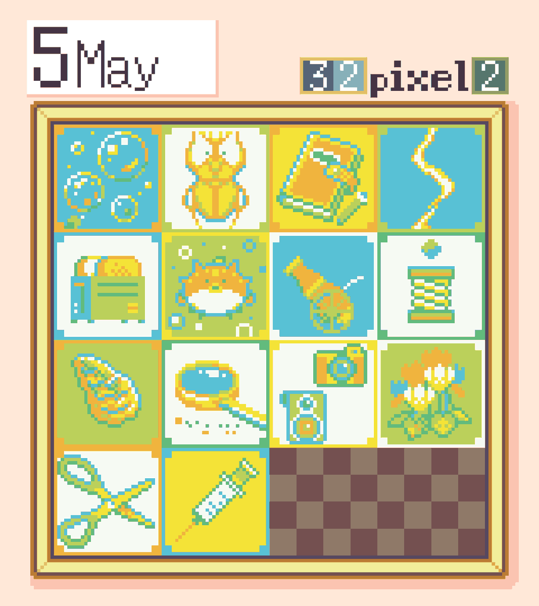 asilis27767's tweet photo. #ドット絵 #32pixel
5月後半分 https://t.co/Bk59yHkkHM