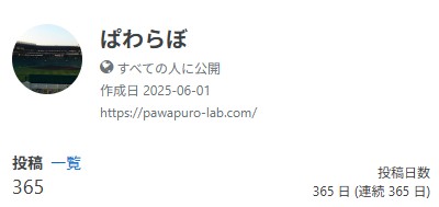kenken_lab's tweet photo. 本日でブログ開始以来365日連続投稿達成しました！

パワプロ2024-2025のオンラインサービスはもう少し続きますが、きりが良いので本ブログの投稿は本日で終了いたします。

たくさんのいいね・スターありがとうございました。 https://t.co/4y3sQwZ01K