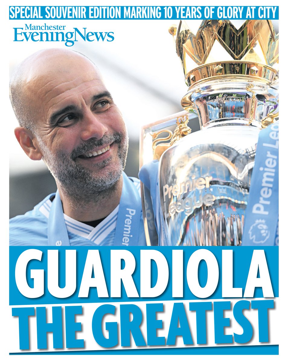 ManCityMEN's tweet photo. Pep THE GREATEST souvenir edition on sale now ‼️

Get your copy here: https://t.co/HPB3S5HF7c

#MCFC https://t.co/cSB7IhNU4P
