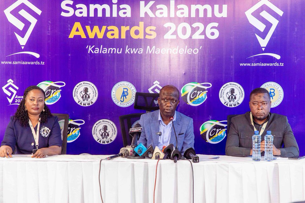 TAMWA_'s tweet photo. “Mchakato wa kupokea kazi unaanza rasmi leo 31  Mei 2026 na kuhitimishwa 30Juni 2026 kupitia tovuti rasmi ya Tuzo https://t.co/tpFbY72U4Q. Kazi zitakazopokelewa ni zilizochapishwa na kurushwa kuanzia 1 Julai 2025 hadi 30Juni 2026”. Mhandisi Peter Msalyanda - Mkurungenzi TCRA https://t.co/csGr5YWgVi