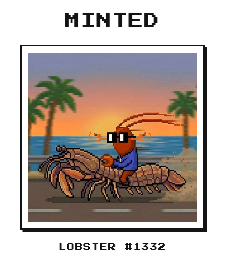 8Paten's tweet photo. I just minted Lobster #1332 🦞 Reveals soon. https://t.co/WYNH8AY0oQ #LobsterNFT https://t.co/1Flp9pYkf1