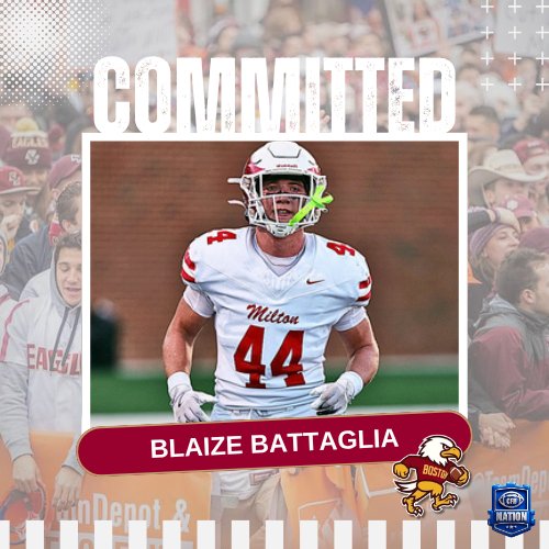 TheCFBNation's tweet photo. Milton (GA) 2027 3 🌟 LB Recruit Blaize Battaglia Has Announced His Commitment To Boston College

Battaglia Is A Top 150 LB In The 2027 Class &amp; Held 25+ Offers

#GoCFB #CollegeFootball #ForBoston #BC #EarnIt @BlaizeBattaglia https://t.co/j1OpPDjTND